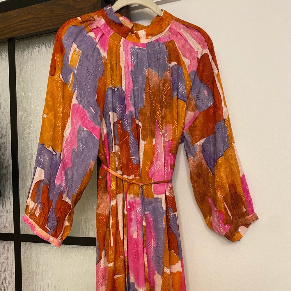 Maeve by Anthropologie Orange motif dress